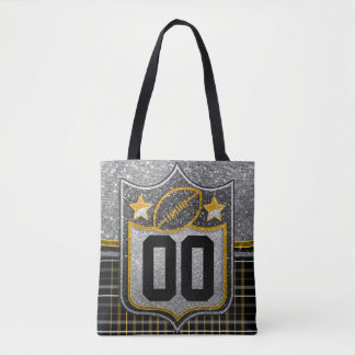 Tote Bag Maillot de football scolaire en or noir et jaune