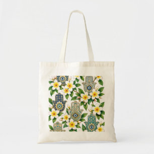 Tote Bag Main de Hamsa & Fleurs de Plumeria Botanique du Ma
