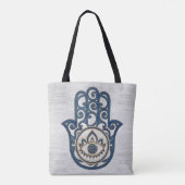 Tote Bag Main de Hamsa - main de bois de bleu de Fatima (Dos)