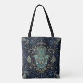 Tote Bag Main de Hamsa - Main de Fatima Blue Gemstones (Dos)