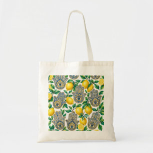 Tote Bag Main de Hamsa Œil Méchant & Botanique Citron Citru