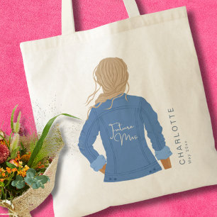 Tote Bag Main Drawn Denim Veste Blonde cheveux Futur Mme.