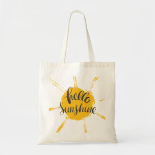 Tote Bag Main Jaune Dessinée Sun Hello Sunshine Image Texte