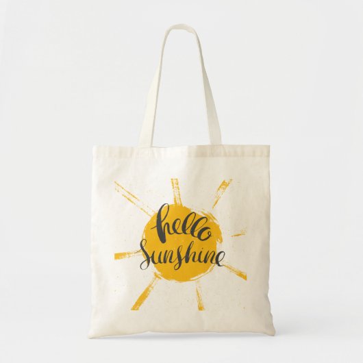 Tote Bag Main Jaune Dessinée Sun Hello Sunshine Image Texte (Devant)