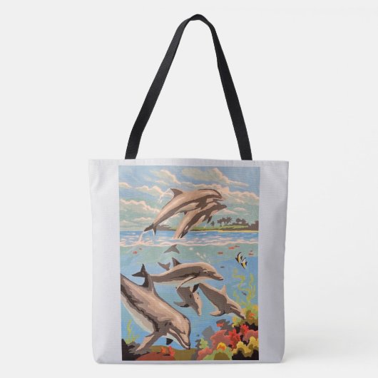 Tote Bag Main Painted by Number | Dolphins | (Devant)