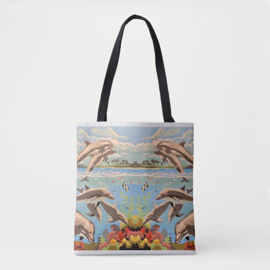 Tote Bag Main Painted by Number | Dolphins | (Devant)