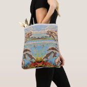 Tote Bag Main Painted by Number | Dolphins | (De près)