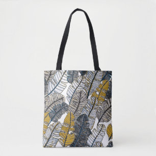 Tote Bag Main tirée : Feuilles tropicaux