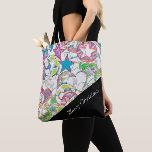 Tote Bag Main Tirée Par EDDArt - Étoiles Et Coeurs 1