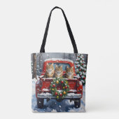 Tote Bag Maine Coon Christmas Red Truck Holiday (Dos)
