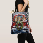 Tote Bag Maine Coon Christmas Red Truck Holiday (De près)
