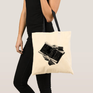 Tote Bag Mains w Architectural Blueprints, Vintage Business