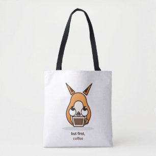 Tote Bag Mais d'abord, le café, renard mignon, humour pour