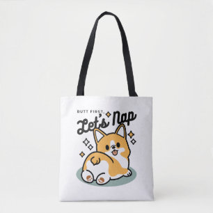 Tote Bag Mais d'abord, Nappons - mignon Caricature à bouton