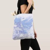 Tote Bag maison : aspiration d'aquarelle (De près)