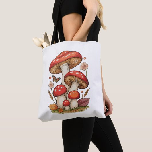 Tote Bag Maison Champignons Sublimation Goblincore (De près)