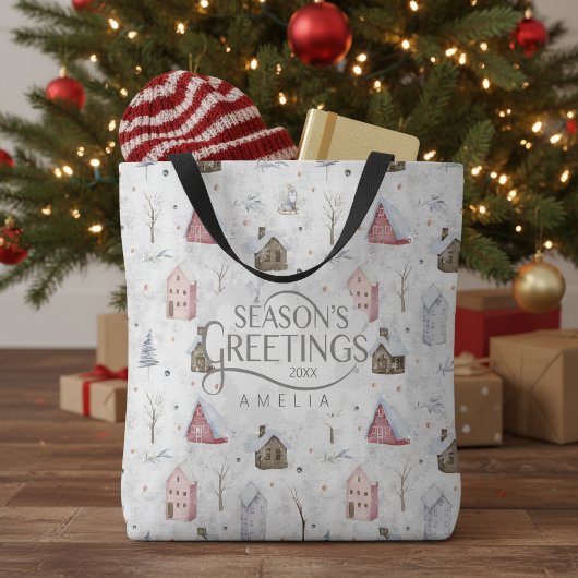 Tote Bag Maison Cosy Noël Rose ID985