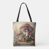 Tote Bag Maison de Campagne Rétro Champignons et Faune (Dos)