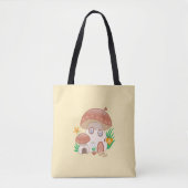 Tote Bag Maison de champignons Fée Whimsical Jaune (Devant)