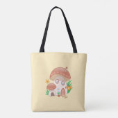 Tote Bag Maison de champignons Fée Whimsical Jaune (Dos)
