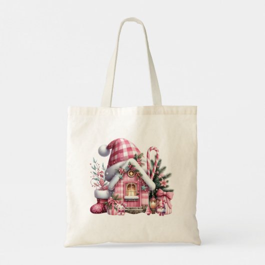 Tote Bag Maison de Noël rose (Dos)