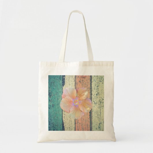 Tote Bag Maison de plage en bois peint de l'océan hibiscus (Devant)