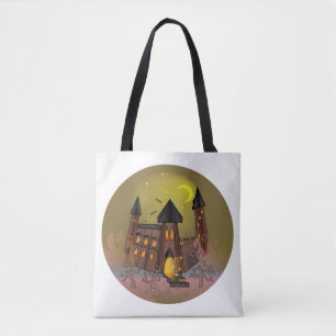 Tote Bag Maison de sorcière éffrayante Halloween et château