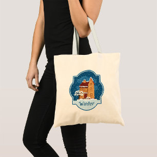 Tote Bag Maison D'Hiver Dans La Neige