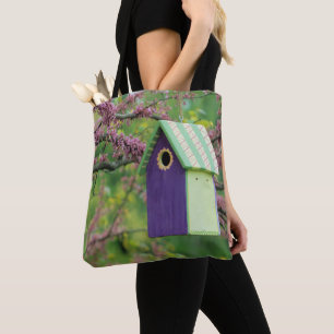 Tote Bag Maison d'oiseau sur un arbre Redbud