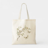 Tote Bag Maison d'oiseau verte blanche Feuilles Fleurs Papi (Dos)