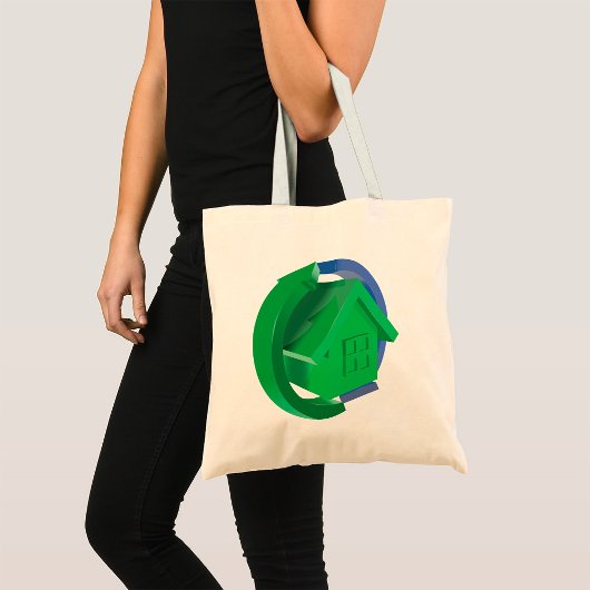 Tote Bag Maison Éco Verte avec Flèches Circulaires