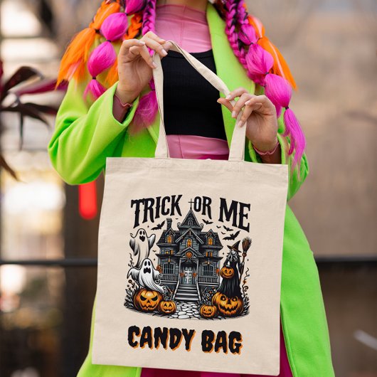 Tote Bag Maison éffrayante d'Halloween avec fantômes et cit