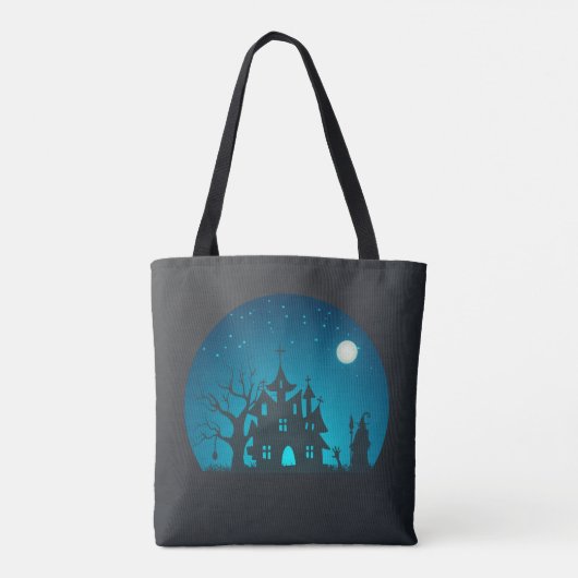 Tote Bag Maison éffrayante et amusante Bleue et Noire Haunt (Dos)