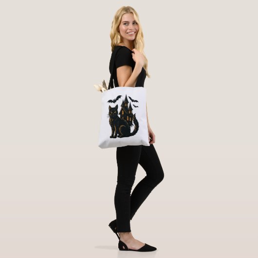 Tote Bag Maison et chat hantés (Sur le modèle)