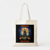 Tote Bag Maison hantée d'Halloween avec nom Citrouille (Dos)