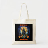 Tote Bag Maison hantée d'Halloween avec nom Citrouille (Devant)