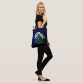 Tote Bag Maison hantée gothique verte et violette (Sur le modèle)