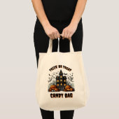 Tote Bag Maison hantée Halloween avec citrouilles (Devant (produit))