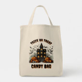 Tote Bag Maison hantée Halloween avec citrouilles (Dos)
