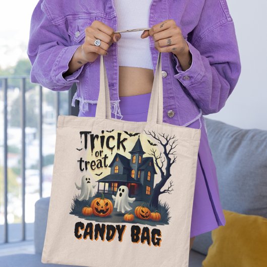 Tote Bag Maison hantée la nuit éffrayante d'Halloween