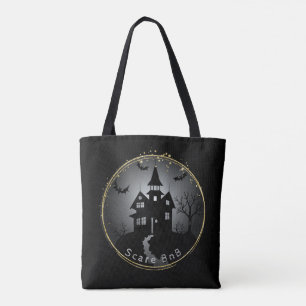 Tote Bag Maison hantée noire d'Halloween