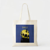 Tote Bag Maison Hantée Sorcière Lune Halloween Friandise ou (Devant)