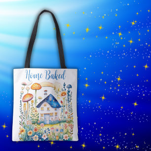 Tote Bag Maison Monogramme Cottagecore avec Champignons