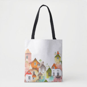 Tote Bag Maison Village Paysage Paysage Paysage Nature Aqua