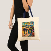 Tote Bag Maisons Adobe de Santa Fe dans le style de La Nuit (Devant (produit))
