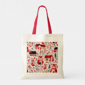 Tote Bag Maisons rouges et feuille de papier mignon (Dos)