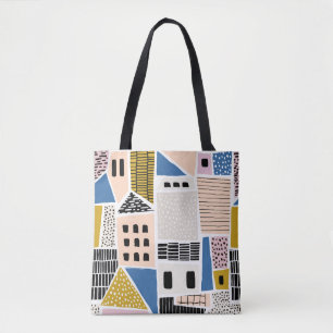 Tote Bag Maisons Tirées main sans couture Abstrait