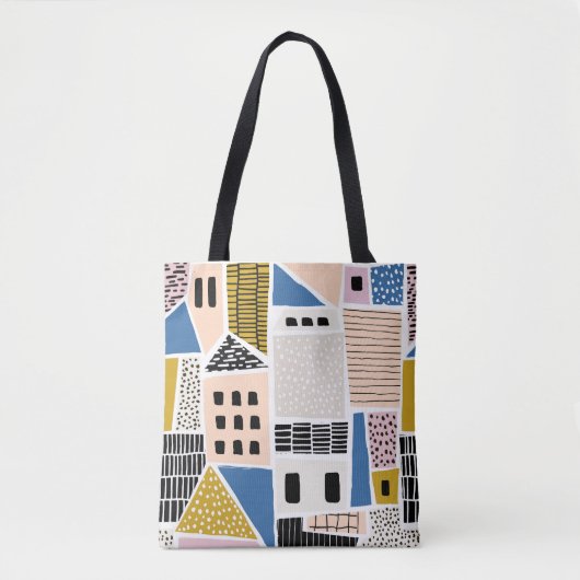 Tote Bag Maisons Tirées main sans couture Abstrait (Devant)
