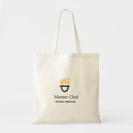 Tote Bag Maître chef ajouter nom poêle noir feu fumée (Devant)