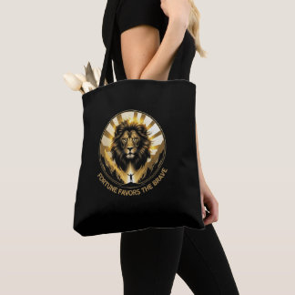 Tote Bag Majestueux Lion Fortune Favorise Les Braves Motiva